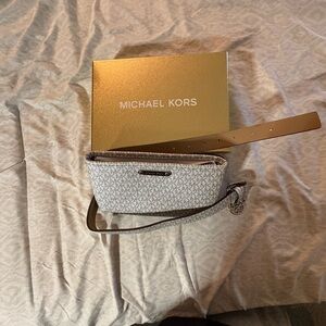 Michael Kors Gray Crossbody Bag with Textured Design